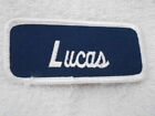LUCAS USED EMBROIDERED VINTAGE SEW ON NAME PATCH TAGS ASSORTED COLORS AVAILABLE