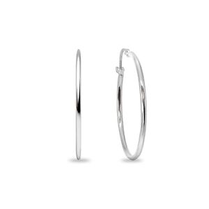 14K White Gold Small 25mm Round Unisex Click-Top Hoop Earrings (1