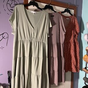 Lot Of 3 Size Plus Size 3x Cute Dresses Knee Length Comfortable Casual