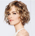 Blonde Gold Brown Short Natural Wavy Curly Blonde Wig Women's Synthetic Hair