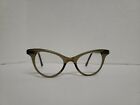 Vintage Women's Cat Eye Glasses Green Gray Gold Plastic Frame