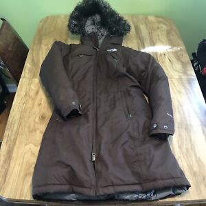 The North Face Hyvent Parka Jacket Chocolate Brown Goose Down Insulated Women XS
