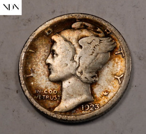 1923-S Mercury Silver Dime - VG/Fine (Toned) - Better Date 90% Silver #D445