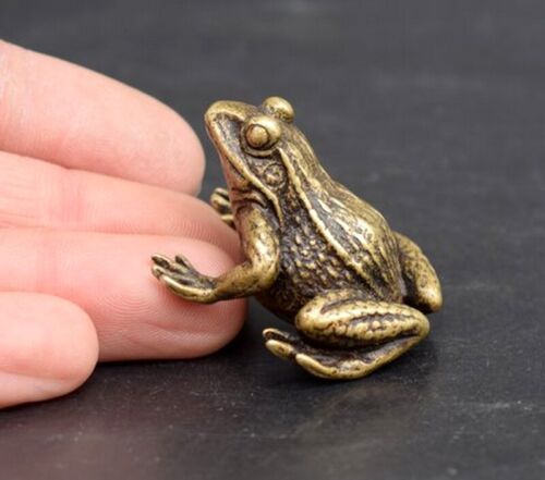 Solid Brass Frog Statue Toad Animal Figurine Collection Decor