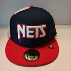New Era Brooklyn Nets Men's Hat NBA City Edition Fitted Cap Size 7 1/4 Navy/Red