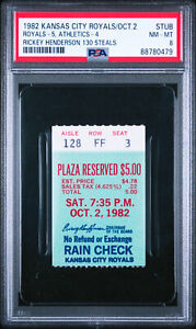 1982 Rickey Henderson 130 STEALS Ticket (1 of 2 Known to Exist) PSA 8 - HIGHEST