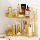 2-Tiers Corner Shelf - Bathroom Kitchen Countertop Organizer Vanity Tray (GOLD)