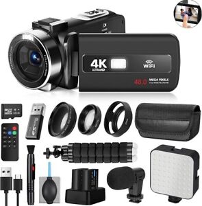 NBD 4K Video Camera 18x 60FPS Camcorder WiFi IR Night Vision Vlogging Camera Kit