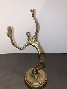 PRICE DROP! Modern Bronze Female Tennis Player Sculpture Figure On Bronze Base