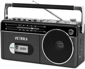 Victrola Mini Bluetooth Boombox with Cassette Player, Recorder and Am/FM Radio