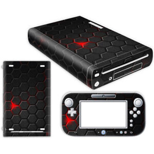 For Nintendo Wii U Console Controller Skin full Set- Red -Black- Decal Sticker