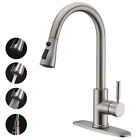Single Handle Brushed Nickel Pull Down Kitchen Faucet w/ Sprayer Sink Mixer Tap