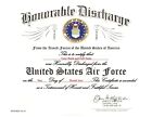 United States Air Force Honorable Discharge Replacement Certificate