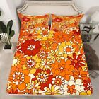 New ListingKids Bohemian Flowers Bedding Set Queen,70s Vintage Floral Polyester Fitted S...