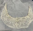 Antique Collar - Handmade French Lace - Edwardian Collar 1900 Beige