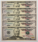 NEW Uncirculated FIFTY Dollar Bills SERIES 2017A $50  Sequential Notes  Lot of 5