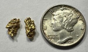 Set Of 2 Natural Alaska Gold Nugget 1.1 Gram Total #6908