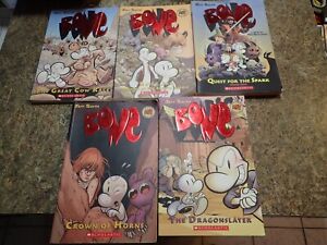 Lot of 5 BONE - Jeff Smith - Graphic Novels # 1, 2, 4, 5 and 9