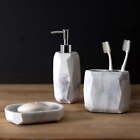 Carved Marble 3-Piece Resin Bathroom Accessories Set, Off-White,