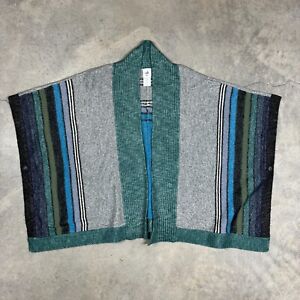 CABI Poncho Sweater Womens XS S Cotton Blend Knit Green Blue Gray