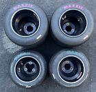 Complete Set Of (4) MAXXIS GO KART RACING TIRES HT3 ON BLACK WHEELS