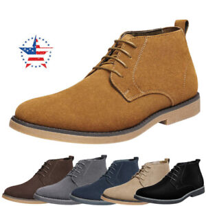 Men's Chukka Boots Suede Leather Lace Up Desert Oxford Chelsea Shoes