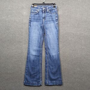 Ariat Jeans Womens 25R (26x32) Slim Trouser High Rise Wide Western Blue Stretch
