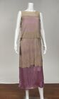 Antique Vintage 1920s  1930s Pink Silk Lace Gown with Rosette Drop Waist AS IS