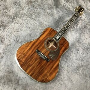 41 inch D mold solid wood profile tree of life abalone inlaid acoustic guitar