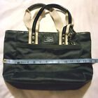 COACH HAMPTON BLACK NYLON TOTE WITH TURQUOISE ACCENTS OR SHOULDER BAG
