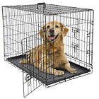 Dog Crate Folding Metal Wire Dog Kennel Cage Double Door 30/36/42Inches w/ Tray