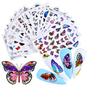 Nail Stickers Butterfly Flower Nail Art DIY Waterproof Adhesive Transfer Decal