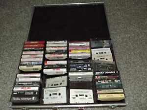 LOT OF 43 VINTAGE CLASSIC ROCK MUSIC/MISC CASSETTE TAPES WITH CASE