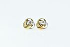 14K Two Tone Knot Woven Circle Ball Stud Earrings Yellow Gold *02