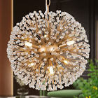Modern Globe Chandelier, 6-Light Gold Dandelion Crystal Chandelier Light Fixture