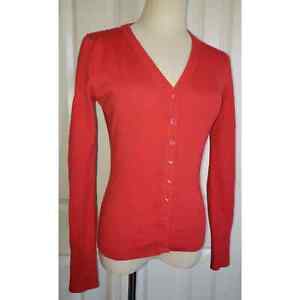 Cotton On Bright Soft Red Long Sleeve Ribbed Cardigan Women Size Small