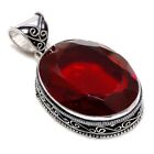Mozambique Garnet Vintage Style Gemstone Silver Plated Jewelry Pendant 2.30