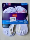 Hanes Premium Women Liner Socks Shoe Size 5-9 White Pink & Purple Stripe 4 Pack