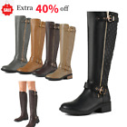 Womens Heel Knee High Flat Riding Boots (Wide-Calf) Winter Snow Boot Shoes Size
