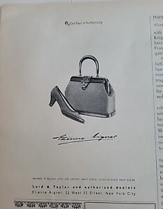 1964 Etienne Aigner Belgian Linen Leather Purse Handbag Shoe Vintage  ad