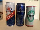 3 Tall International Tab Top Beer Cans, Heineken, Oranjeboom, Zywiec