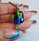 Glass Blue Green Pendant Jewelry Choker Necklace Fashion Jewelry