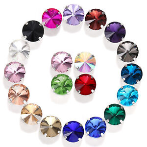 50 Color Crystal Round Rivoli Sewing Rhinestones Gems Rose Montees Beads 8mm