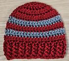 Beanie Preemie Baby Boy Hat Handmade Crochet Striped Autumn Red w/Gray