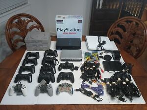 Large PlayStation Lot of Consoles, Controllers, Memory Cards, Cords