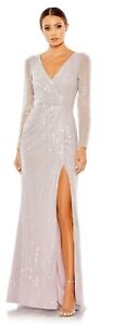 Mac Duggal Silver Sequin Wrap Evening Gown Size 4