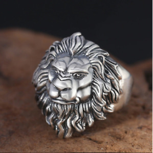 Large Adjustable Lion Lion's Mane Men's Ring - Graduation Class Ring Style