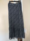 Candie's woman black elastic maxi skirt, printed ruffled hem chiffon, Size S
