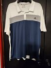 Adidas White Blue and Gray Short Sleeve Polo Shirt Mens 2XL