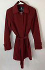 London Fog Ladies Trench Coat Red Women’s Size Small Patterned Lining Belted